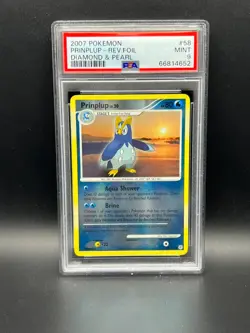 Pokemon PSA 9 MINT Prinplup 58/130 Diamond & Pearl Reverse Holo 2007 S#4652 - Image 1