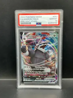 Pokemon PSA 10 GEM MT Aggron VMAX 097/172 Brilliant Stars Holofoil 2022 S#9188 - Image 1