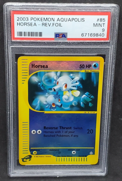 Pokemon PSA 9 MINT Horsea 85/147 Aquapolis Reverse Holofoil E-Reader S#9840 - Image 1