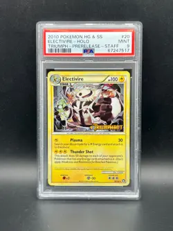 Pokemon PSA 9 MINT Electivire 20/102 Triumphant Prerelease STAFF Promo S#7517 - Image 1