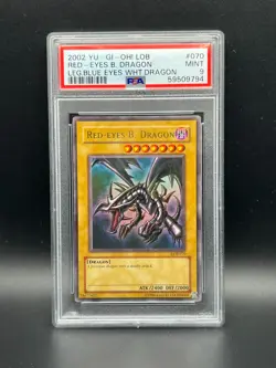Yugioh PSA 9 MINT Red-Eyes B. Dragon LOB-070 Ultra Rare Unlimited 2002 S#9794 - Image 1