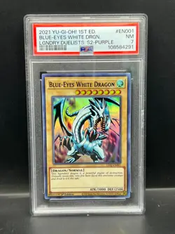 Yugioh PSA 7 NM Blue-Eyes White Dragon (Purple) LDS2-EN001 Ultra Rare 1st S$4291 - Image 1
