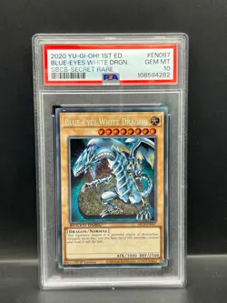 Yugioh PSA 10 GEM MT Blue-Eyes White Dragon SBCB-EN087 1st Edition Secret S#4282 - Image 1
