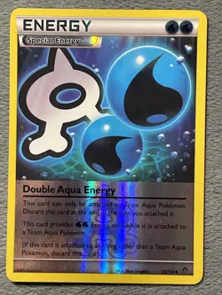 Double Aqua Energy 33/34 Reverse Holo Pokemon Card Double Crisis 2015 LP - Image 1
