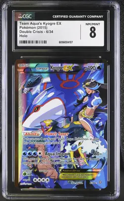CGC 8 Team Aqua's Kyogre EX 2015 Double Crisis 6/34 Holo Pokemon Card - Image 1