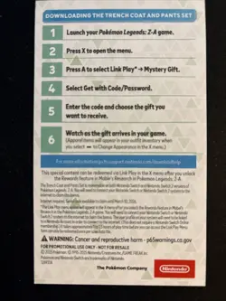 Pokemon Legends ZA trench coat and pants set code - IN HAND! (CODE CARD SHIPPED) - Image 2