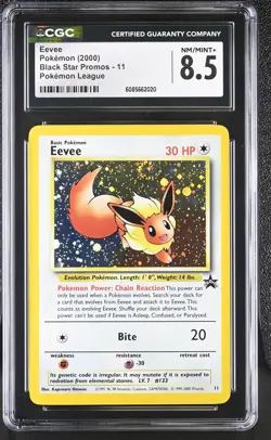 CGC 8.5 Eevee 2000 Black Star Promos 11 Holo SWIRL Pokemon Card - Image 1