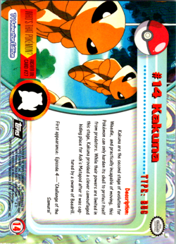 Kakuna #14 Black Logo - 1999 Pokemon Topps TV Animation Series 1 - Image 2