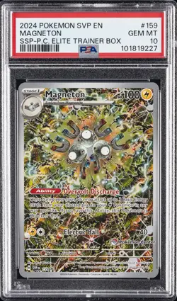 2024 POKEMON SURGING SPARKS POKEMON CENTER ETB PROMO SVP #159 MAGNETON PSA 10 - Image 1