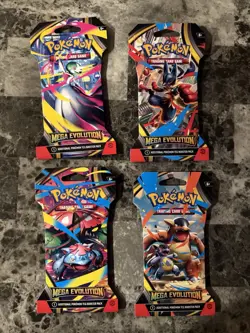 4x Pokemon TCG Mega Evolution Base Set Sleeved Packs BRAND NEW Art Set - Image 1