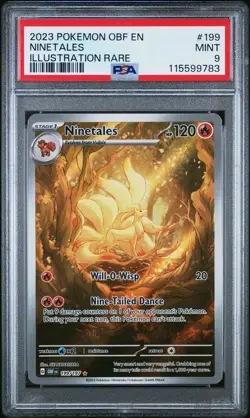 2023 POKEMON OBF EN-OBSIDIAN FLAMES ILLUSTRATION RARE #199 NINETALES PSA 9 - Image 1