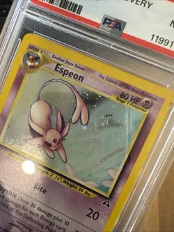 Pokemon Espeon 1/75 - Neo Discovery Unlimited Holo Rare PSA 8 SWIRL - Image 3
