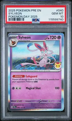 2025 POKEMON PRE EN-PRISMATIC EVOLUTIONS POKEMON DAY 2025 #040 SYLVEON PSA 10 - Image 1