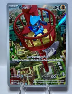 Pokemon TCG Riolu ME01 Black Star Promo Mega Evolution Exclusive Holo Card - Image 1