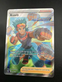 Brawly FULL ART 188/198 Supporter Pokemon SWSH Chilling Reign Holo NM 2021 - Image 1