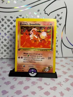 Pokemon TCG Blaine's Growlithe Gym Heroes 62/132 Regular 1st Edition Common NM - Image 1