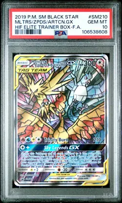 2019 POKEMON SM BLACK STAR PROMO FULL ART/MOLTRES & ZAPDOS & ARTICUNO GX PSA 10 - Image 1