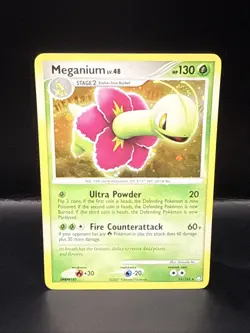 Pokemon TCG Meganium 13/123 Rare Holo Mysterious Treasures Swirl - Image 1
