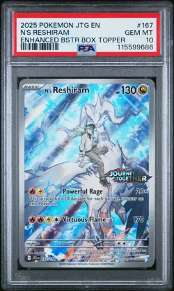 2025 POKEMON JTG EN-JOURNEY TOGETHER #167 N'S RESHIRAM PSA 10 - Image 1