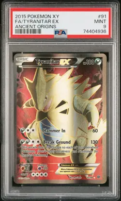 2015 PSA 9 Pokemon Full Art Tyranitar EX XY Ancient Origins 91/98 - Image 3