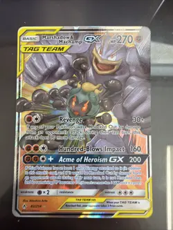 Pokemon TCG Marshadow & Machamp GX Holo Card 82/214 Sm-Unbroken Bonds - Image 1