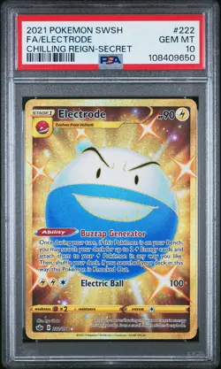 2021 POKEMON SWORD & SHIELD CHILLING REIGN SECRET #222 FULL ART/ELECTRODE PSA 10 - Image 1