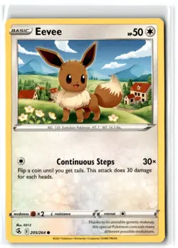 2021 Sword & Shield - Fusion Strike Eevee #205 Basic/Common - Image 1