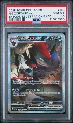 2025 POKEMON JTG EN-JOURNEY TOGETHER #185 N'S ZOROARK EX PSA 10 - Image 1