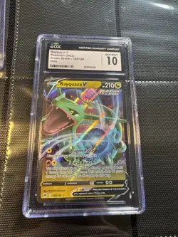 CGC Graded 10 Gem Mint Rayquaza V 100/159 Crown Zenith Pokemon Card - Image 1