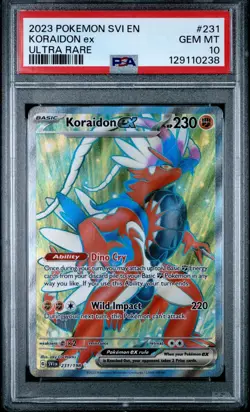 2023 POKEMON SCARLET & VIOLET EN SV1 BASE #231 KORAIDON EX ULTRA RARE PSA 10 - Image 1