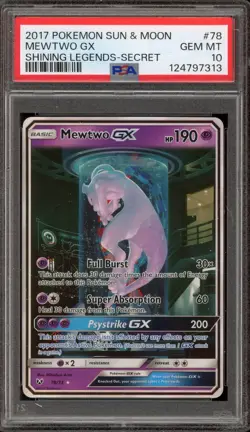 Pokemon Mewtwo GX Shining Legends Secret Rare #78 PSA 10 Gem Mint - Image 1
