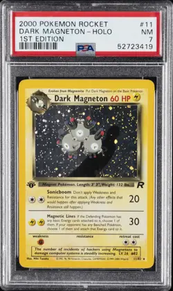 2000 POKEMON ROCKET 1ST ED #11 DARK MAGNETON-HOLO PSA 7 - Image 1