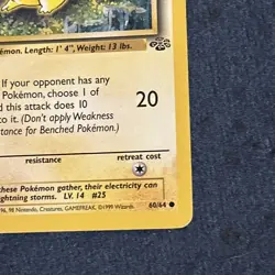Pokemon TCG Pikachu 60/64 Jungle 1st Edition Vintage Rare LP - Image 3