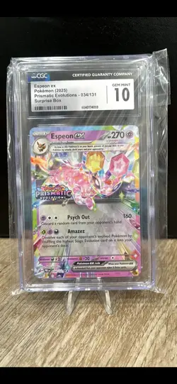 {CGC Gem Mint 10} Espeon EX (Stamped) #34 Pokemon Prismatic Evolutions - Image 1