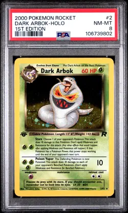 2000 POKEMON ROCKET 1ST ED #2 DARK ARBOK-HOLO PSA 8 - Image 1