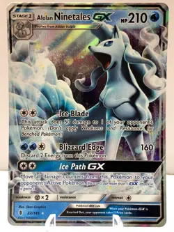 Pokemon Alolan Ninetales GX 22/145 Guardians Rising Sun & Moon ULTRA RARE - Image 2