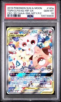 2019 POKEMON SUN & MOON COSMIC ECLIPSE TOGEPI & CLEFFA & IGGLYBUFF GX PSA 10 - Image 1
