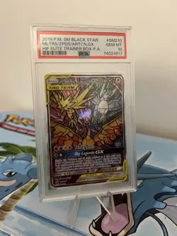 Pokemon TCG Moltres Zapdos Articuno GX Stained Glass SM210 PSA 10 - Image 2