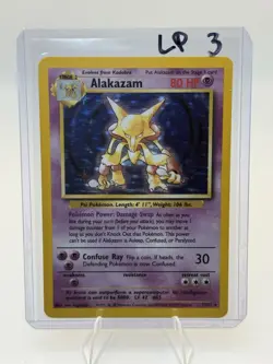 Pokemon TCG Alakazam Base Set Holo Card 1/102 Unlimited Holo Rare, LP Condition - Image 1
