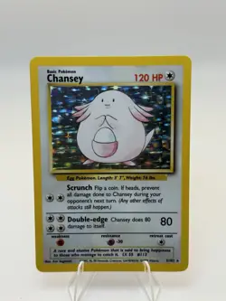 Pokemon TCG Chansey Base Set Holo Unlimited Rare Card 3/102 LP Condition - Image 2