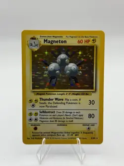 Pokemon TCG Magneton Base Set Holo Unlimited Rare Card 9/102 LP Condition - Image 2