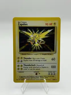Pokemon TCG Zapdos Base Set Holo Unlimited Rare Card 16/102 LP Condition - Image 2