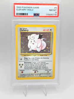 Pokemon Card 5/102 Clefairy Holo Base Set Unlimited English - PSA 8 NEW CERT - Image 1