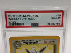 2000 POKEMON GAME Trading Card WIGGLYTUFF -HOLO #19/130 graded slab PSA 8 - Image 2