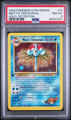 2000 Pokemon Gym Heroes 10 Misty's Tentacruel Holo 1st Edition PSA 8 Nm Mt - Image 1