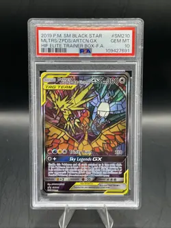 PSA 10 Pokemon Moltres & Zapdos & Articuno GX SM210 Hidden Fates - Image 1
