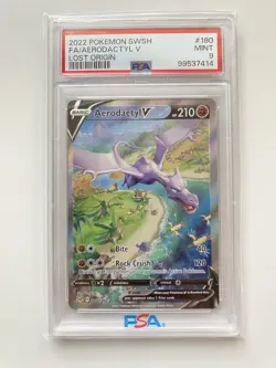 2022 Pokemon Lost Origin Full Art #180 AERODACTYL V: PSA 9 - Image 1