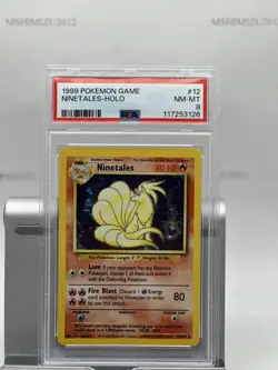 1999 POKEMON BASE SET UNLIMITED #12 NINETALES-HOLO PSA 8 - Image 1