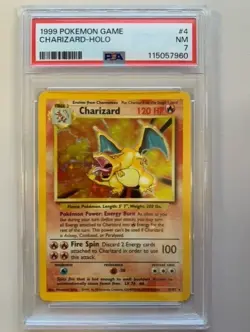 1999 Pokemon TCG Base Set Unlimited Charizard Holo Rare PSA 7 Gorgeous 4/102 - Image 1