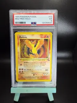 PSA 5 Moltres 1999 Pokemon Fossil Holo #12/64 #118942009 - Image 1